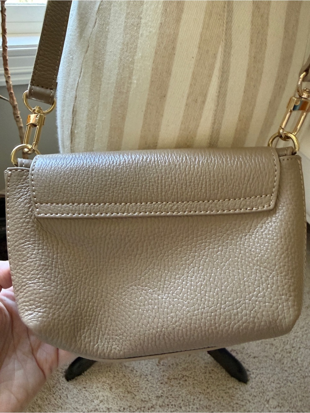 Apatchy London Maddie Taupe Leather Crossbody Bag with Gold Hardware - Picture 5 of 13
